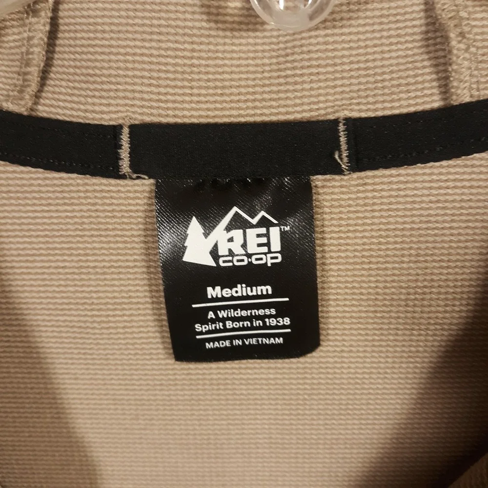 REI Jacket Mens M Full Zip Activewear Athletic Light Brown Outdoor Hiking Travel